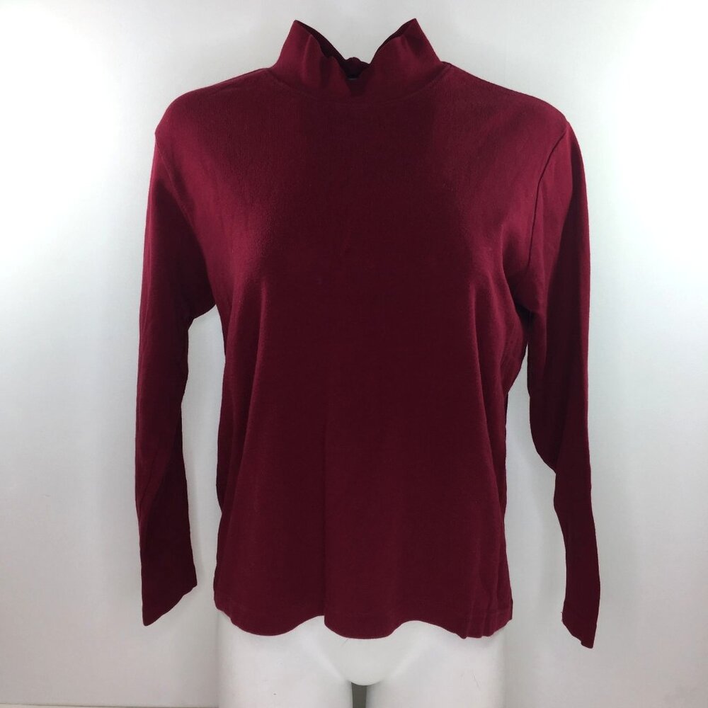 Jennifer Moore Women Red Knit Turtleneck Sweater Winter Cozy Comfy Size M Medium